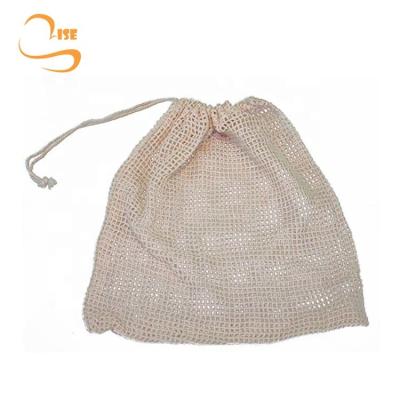 China Customized Rope Handle Files Reusable Organic Cotton Mesh Drawstring Net Bag for sale