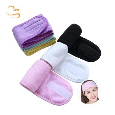 China Fashion Towel Makeup Hair Wrap Band Double Layer Girls Headband Colorful Adjustable Washing Facial Spa for sale