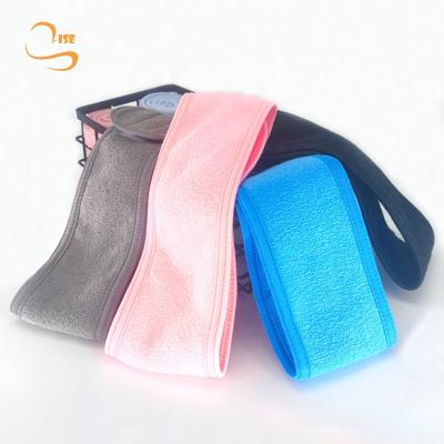 China Colorful Adjustable Facial Girls Terry Cloth Make Up Spa Hair Wrap Double Layer Headband for sale