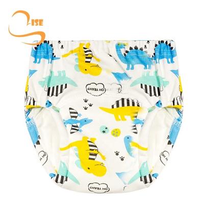 China Cute Cartoon Animal Printed Knitted Cloth Baby Training Pants Washable Pure Cotton Baby Diaper for sale