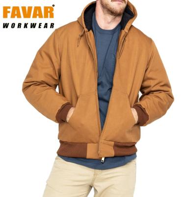 China Hooded Mens Cotton Canvas Winter Work Jackets Anorak Jacket Men Anti-Shrink Quilted Flannel Striped Work Jacket for sale