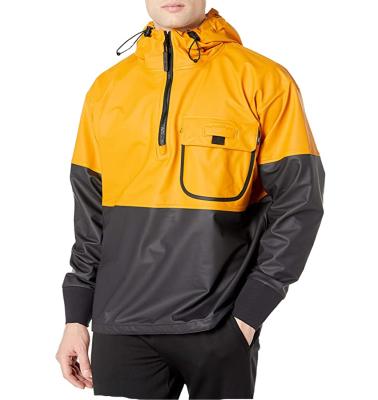 China Two Tone Men Anorak Pullover Windproof Breathable Raincoat Workwear Waterproof Finish Outdoor Packing Jacket for sale