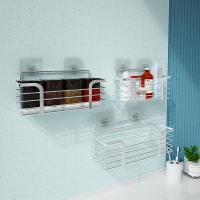 China Sustainable 304 Stainless Steel Three Sizes Can Be Stacked Adhesive Shower Candy Shelf Basket For Bathroom Kitchen for sale