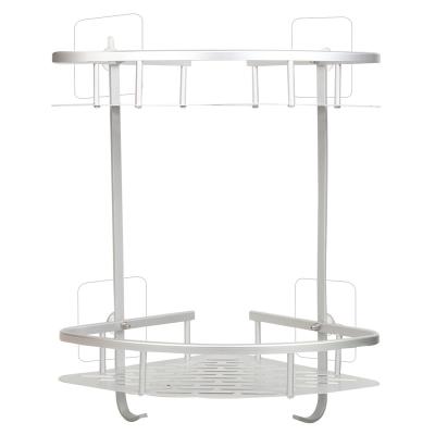 China Rust Resistant American Hot Sale Double Tier Bathroom Aluminum Corner Rack for sale