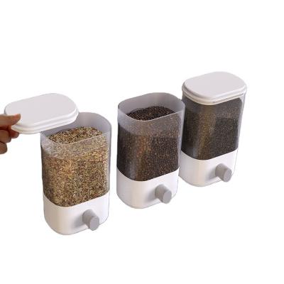 China Plastic Wall Mounted Dry Cereal Grains Stored Dry Food Storage Container For Food Lid Organizer For Kitchen for sale