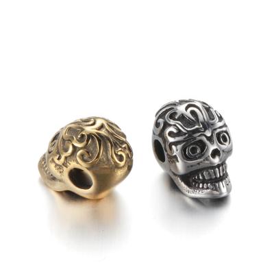 China Stainless Steel Men Bracelet DIY Charms Accessories Shape Punk Cool Skull Beads For Jewelry Making Stainless Steel Beads for sale