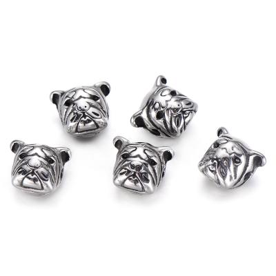 China Animal Accessories Shar Pei Dog Beads Stainless Steel Cute Handmade Gift Jewelry Stainless Steel Bracelet DIY Bead Charms for sale