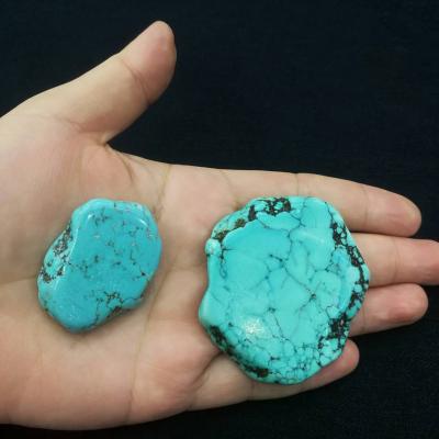 China Jewelry Making 30-40MM Turquoise Gemstone Beads Pendant, Magnesite Slice Beads Blue Turquoise Slab Beads Stone Supplier for sale