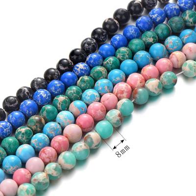 China DIY Jewelry Making Wholesale Quartz Gem Beads Smooth Colorful Loose Jade Bead Round Sea Sediment Natural Stone Beads For Jewelry Making for sale