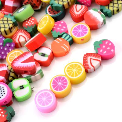 China Lovely Irregular Polymer Clay Beads For Kids Jewelry 50Pcs 8mm Spacer Beads Fruit Ceramic Beads Making DIY Bracelet Earring for sale