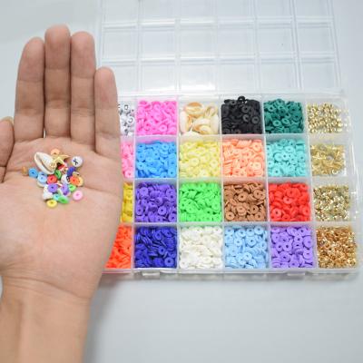 China Jewelry Making Custom Polymer Clay Beads Set, Flat Heishi Beads For Jewelry Making DIY Rainbow Disc Letter Beads For Bracelet Making for sale