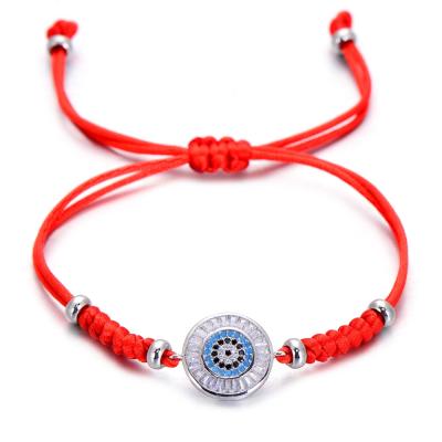 China Lucky Snake Knot Red String Brass Braiding Bracelets For Women Jewelry Fashion Eye Bracelet CZ Zircon Stones In Border for sale