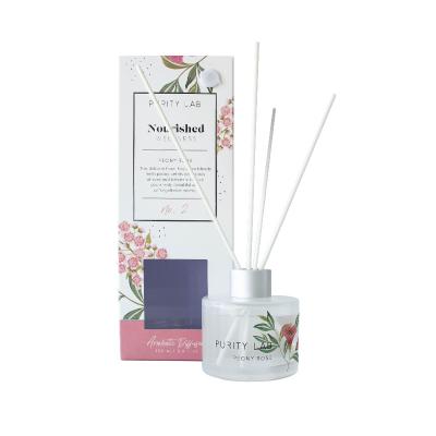 China 100ml/3.4floz Sustainable Natural Flower Scented Reed Diffuser with Art Glass Bottle and Glue OEM ODM for sale