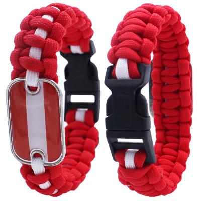 China Wholesale Outdoor Accessories Adjustable Austria Paracord Survival Tactical Bracelet With Zinc Alloy U Shackle for sale