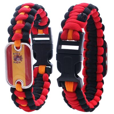 China Outdoor Accessories 550 Camouflage Parachute Tether Adjustable EDC Shackle Spain Flag Wristband For Outdoor Activities for sale