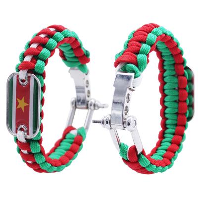 China Outdoor Accessories Available In 3 Sizes Stainless Steel Flag Customized Survival Paracord Bracelet For Outdoor Activities for sale