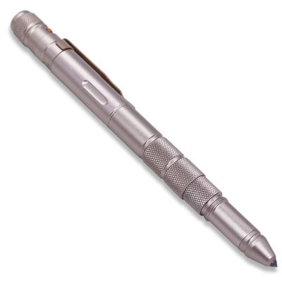 China Outdoor Camping Hiking Bushcraft Flashlight Custom Made Tungsten Stainless Steel Travel LED Tactical Pen with Compass for sale