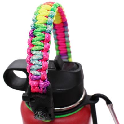 China sustainable & 12 oz to 64 oz Rainbow Paracord Handle Tactical Wide Mouth Water Bottle with Safety Ring for sale