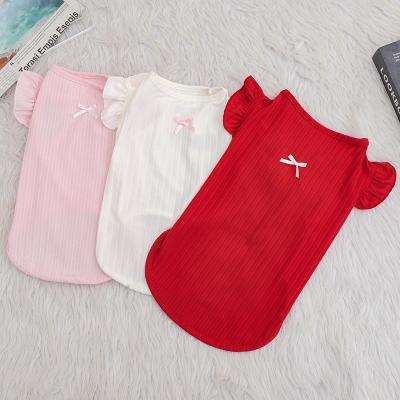 China New 2023 Hot Sale Pet Products Viable Clothes Comfortable Breathable Cute Dog Clothes Solid Cute Dog Pajamas Dog Dress for sale