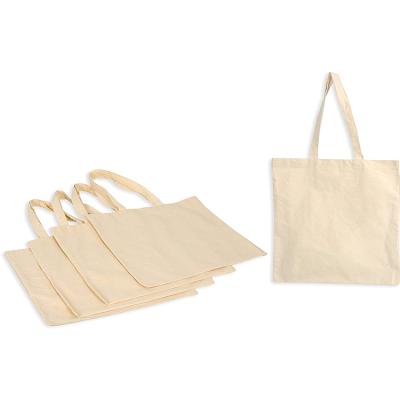 China Cheap Promotional Eco Handled Simple White Blank Blank Canvas Shopping Tote Bag With Pockets for sale