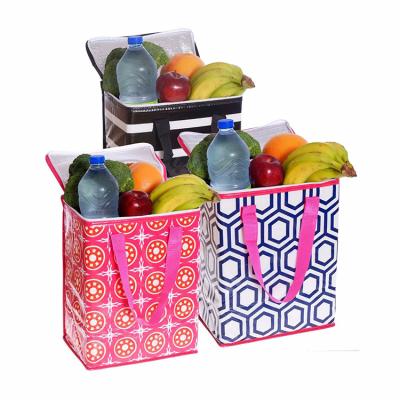 China Waterproof Promotional Grocery Waterproof PP Nonwoven Insulated Cooler Bag With Zipper for sale