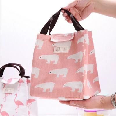 China Waterproof Cute Polar Bear Flamingo Print Lunch Insulated Cooler Bags For School Kids for sale