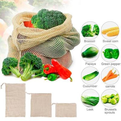 China Wholesale Reusable Drawstring Fruit Vegetable Cotton Mesh Shopping Bag With Drawstring for sale