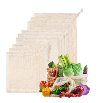 China Wholesale Eco - Friendly Drawstring Fruit Shopping Cotton Mesh Product Bag For Supermarket for sale