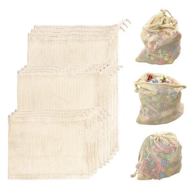 China Natural Durable Drawstring Vegetable Fruit Rept Bags Mesh Fabric For Supermarket for sale