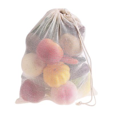 China Hot Selling Organic Cotton Mesh Reusable Drawstring Fruit Vegetable Package Drawstring Bags for sale