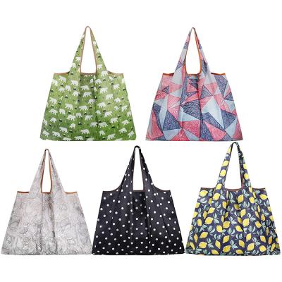 China Eco Handled Collapsible Collapsible Nylon Fruit Packaging Packaging Polyester Woman Shop Bag For Supermarket for sale