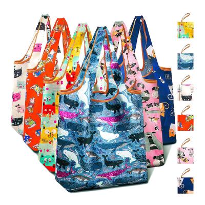 China Wholesale Custom Handled Reusable Grocery Grocery Bag Foldable Foldable Polyester Waterproof for sale