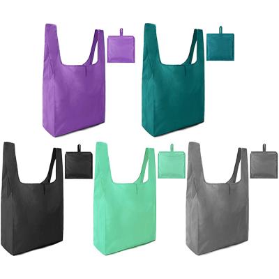 China Wholesale Custom Foldable Handled Pouch Printed Reusable Grocery Polyester Shopping Tote Bag for sale