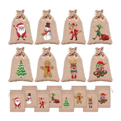 China Packaging Drawstring Jute Candy Christmas Gift Bags Small Burlap Bags Drawstring for sale