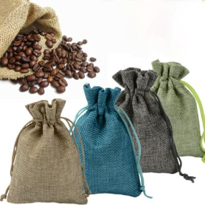 China Coffee Wedding Wholesale Handled Favor Gift Pouch Drawstring Burlap Jute Bean Storage Bag for sale