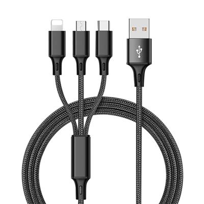 China Fast Charging Speed ​​3 In 1 Charger Cable For iPhone Android Mobile Phone Fast Charging Micro Type C IOS Cable Wire Tie Down USB Cable for sale