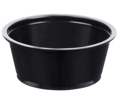 China Single Wall Souffle / Party Cup Disposable Plastic Cup With Lids , Black Sauce Container 3.25 Ounce for sale