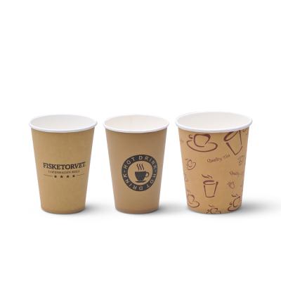 China 200ml Biodegradable 7oz Printed Paper Cups Disposable Single Wall Brown Coffee Cups With Hot Cup Customized for sale