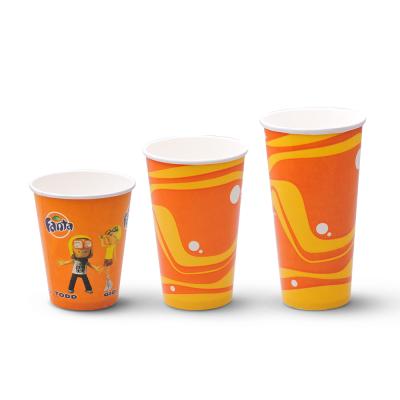 China Disposable Cold Drink Paper Cups With Lids , Biodegradable Cups Disposable Paper Cup Iced Coffee Frosted Design for sale