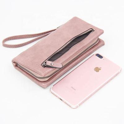 China 2022 Hot Selling Fashionable Water Proof Zipper Ladies PU Leather Long Phone Wallets Woman Card Holder Purses for sale