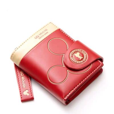 China Huopo waterproof leather 2022 factory hot sale cute cartoon women's zipper shorts pu leather wallet clutch for sale