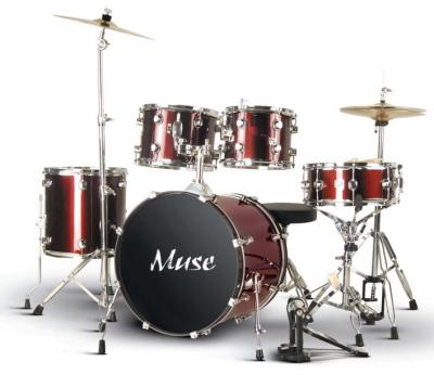 China OEM 5 Pcs Lacquer Bass Drum / Floor Tom / Tom Tom Full Size Drum Set A505Q-701 for sale