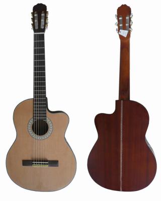 China Vintage 39inch 4/4 Cutaway  Spruce Top Sapele Back Wood Classical Guitar Natural Color for sale