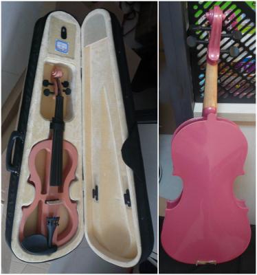 China Piezas eléctricas menores del ébano de los violines del Basswood sólido rosado con la promoción del caso y del arco en venta