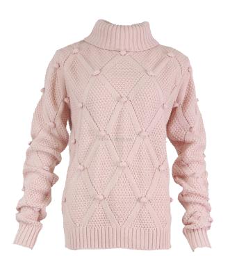 China anti-pilling WOMEN PINK BALLS 3D CUTE VINTAGE STYLE SWEATER for sale