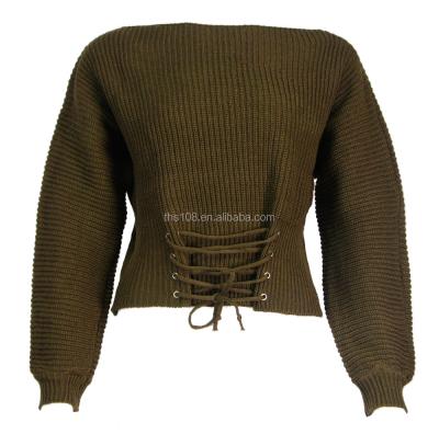 China anti-pilling WOMEN'S KNITTED SWEATER FASHION TIE ON FRONT BOTTOM for sale