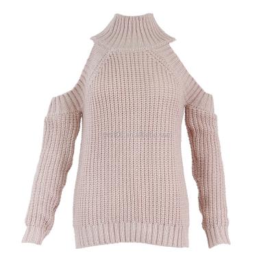 China ANTI-PILLING WOMEN SWEATER FASHION KNITTED NECK TOP WITH COLD BEAT for sale