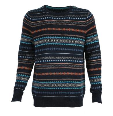 China VINTAGE PATTERN COLORFUL JACQUARD ANTI-PILLING MEN'S KNITTED SWEATER SWEATER for sale