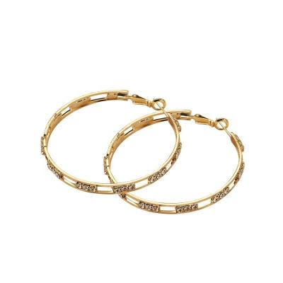 China New Design Fashion Trendy Earrings 14k Gold Plated 925 Silver Needle Crystal Large Hoop Earrings For Women for sale