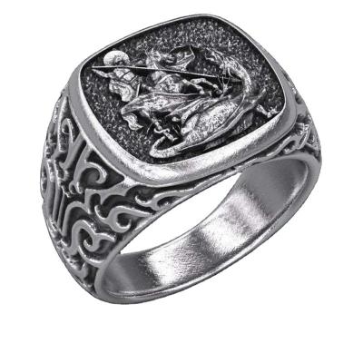 China Cool Male Finger Ring Silver Metal Vintage Knight Hot Punk Rings Roman Soldier Malone Ring Antique for sale